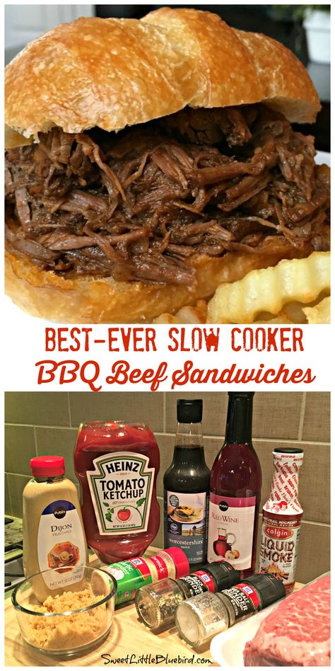 Slow Cooker Bbq Beef, Bbq Beef Sandwiches, Easy Potluck, Roast Beef Sandwich, Crockpot Recipes Beef Stew, Beef Sandwiches, Slow Cooker Bbq, Slow Cooker Recipe, Crockpot Recipe