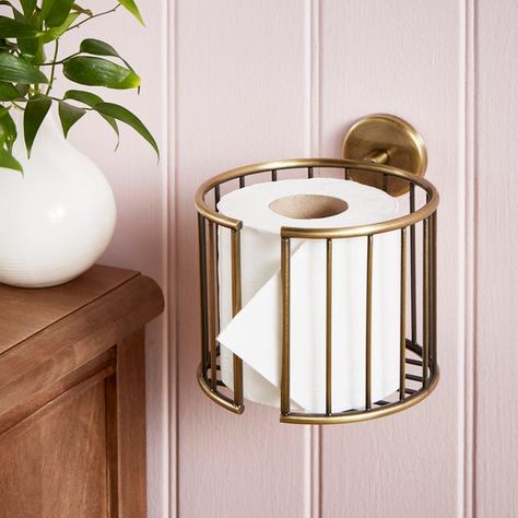 Heart and Soul Toilet Roll Holder | Dunelm Toilet Room Decor, Small Toilet Room, Wall Mounted Towel Rack, Downstairs Loo, Downstairs Toilet, Toilet Room, Small Toilet, Brass Hand, Downstairs Bathroom