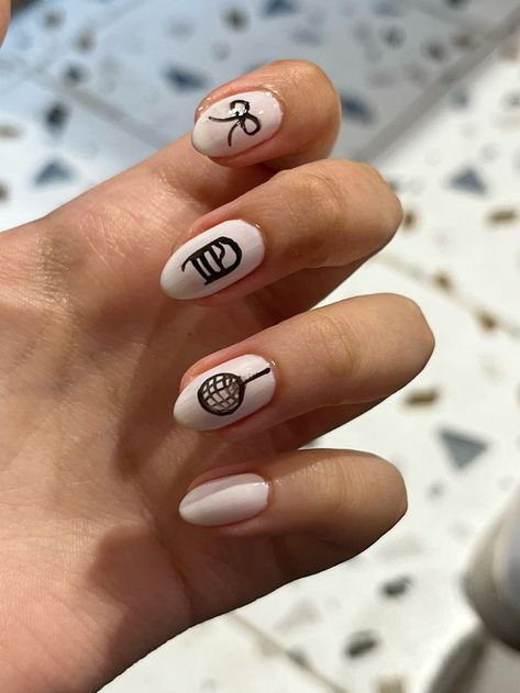 25 Taylor Swift Nail Ideas | Lauren Erro Ttpd Nail Ideas, Tortured Poets Department Nails, Ttpd Nails Taylor Swift, Debut Nails, Taylor Swift Nail Ideas, Taylor Swift Nail Art, Swift Nails, Easy Curled Hairstyles, Ttpd Aesthetic