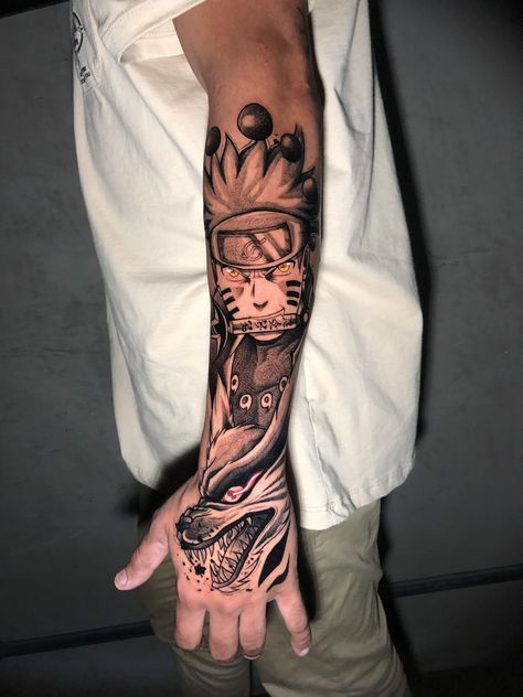 Naruto Forearm Tattoo, Anime Tattoos For Men Sleeve, Naruto Tattoo Ideas, Dragon Koi Tattoo Design, Itachi Tattoo, Kakashi Tattoo, Naruto Tattoos, Thigh Tattoo Men, Arm Tattoos For Guys Forearm