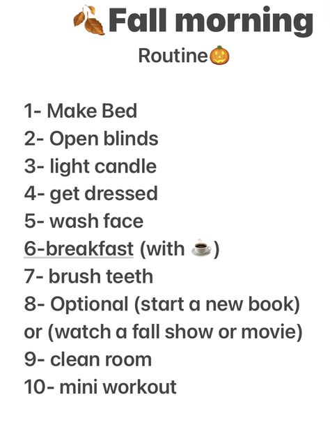 Cozy Fall Morning Routine, Autumn Morning Routine, Morning Routine Planner, Cozy Fall Morning, Fall Routine, Fall Morning Routine, Morning Routines List, Create A Morning Routine, Mini Workout