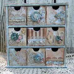 Tin Basket, Altered Box, Scrapbook Box, Artist Tutorials, Altered Tins, Decoupage Box, Shabby Chic Crafts, Altered Boxes, Decoupage Vintage