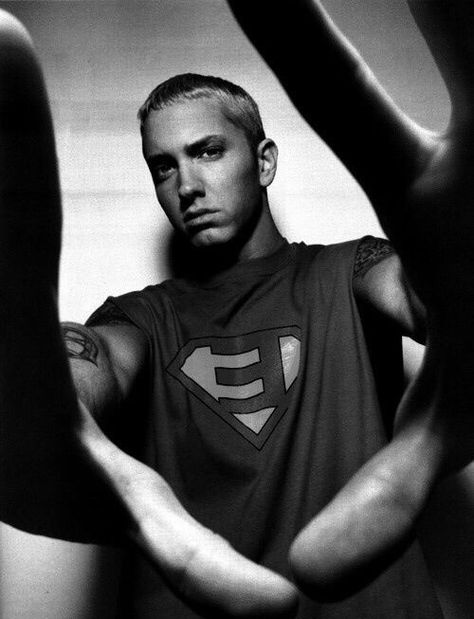 Eminem Superman Celebrity Black And White Aesthetic, Eminem Tattoo, Superman Poster, Eminem Poster, Eminem Wallpapers, Eminem Photos, Eminem Rap, Eminem Slim Shady, The Real Slim Shady