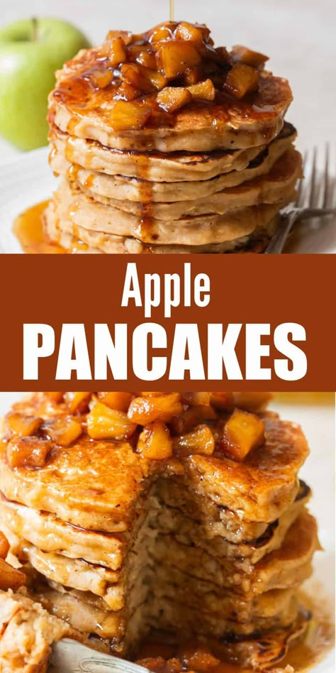 Maple Sauce, Fluffy Pancake Recipe, Sweet Apples, Cinnamon Pancakes, Apple Maple, Apple Pancakes, Fried Apples, Fall Breakfast, Easiest Apples