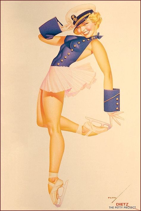 George Petty, Ice Capades, Petty Girl, Retro Illustrations, Vintage Skate, Things That Go, Body Reference Drawing, Vintage Pin Up, Medieval Clothing