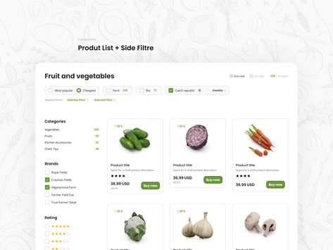 Fresh eCommerce Layout - Product List + Filtre by Petr Bilek Layout Product, Ecommerce Design, Filter Design, Ecommerce Website Design, Web Designs, Product List, Website Layout, Ecommerce Website, Shopping Sites