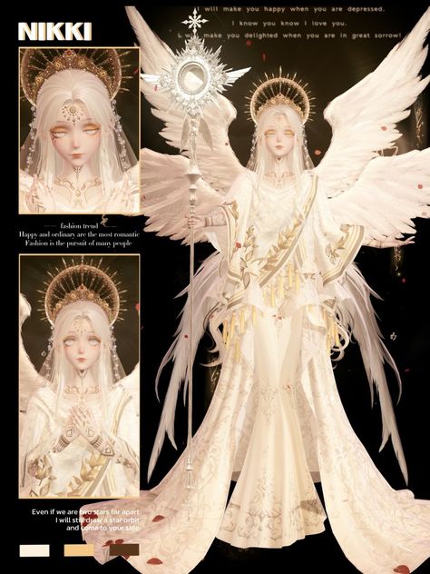 Angel Dress Drawing, Angelic Fantasy Clothing, Angelic Outfits Drawing, Lumine Redesign, Tasteful Outfits, Angelic Headpiece, Victoria Era, Shining Nikki Princess, Shining Nikki Designer Reflection