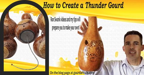 How to Create a Thunder Gourd How to Create a Thunder Gourd Thunder Gourds How To Make, Gourd Art Patterns, Gourd Art Ideas, Thunder Gourds, Ash Gourd, Drum Head, Gourds Crafts, Painted Gourds, Gourd Art