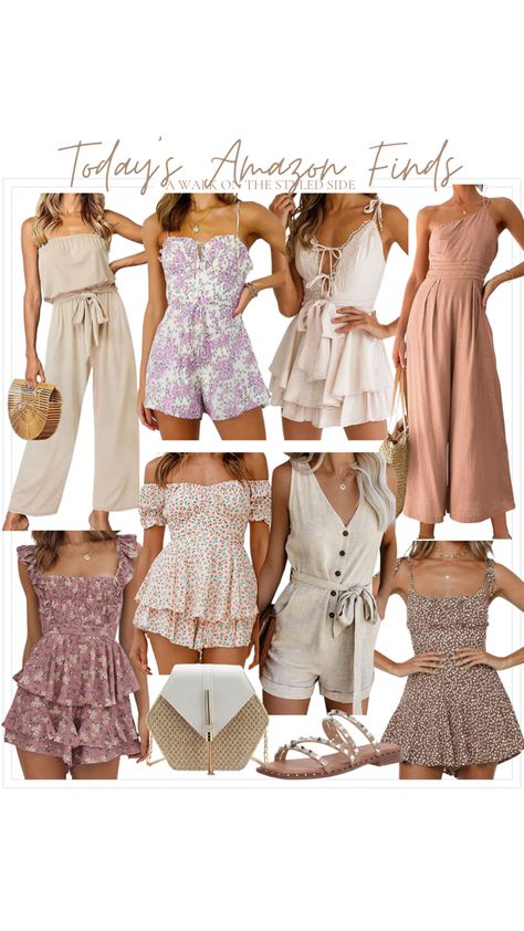 Amazon Romper Women, Amazon Sundress, Floral Jumpsuit Outfit Summer, Amazon Spring Outfits, Romper Outfit Casual, Floral Jumpsuit Outfit, Amazon Summer Dresses, Summer Outfits Amazon, Amazon Summer Outfits