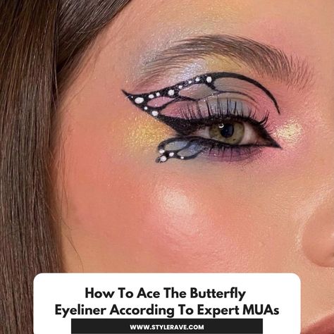 Butterfly eyeliner makeup Butterfly Eyeliner Tutorial, Eyeliner Butterfly, 2023 Beauty Trends, Beauty Trends 2023, Eyeliner Hooded Eyes, Eyeliner Hooded, Eyeliner Simple, How To Do Butterfly, 2023 Makeup Trends