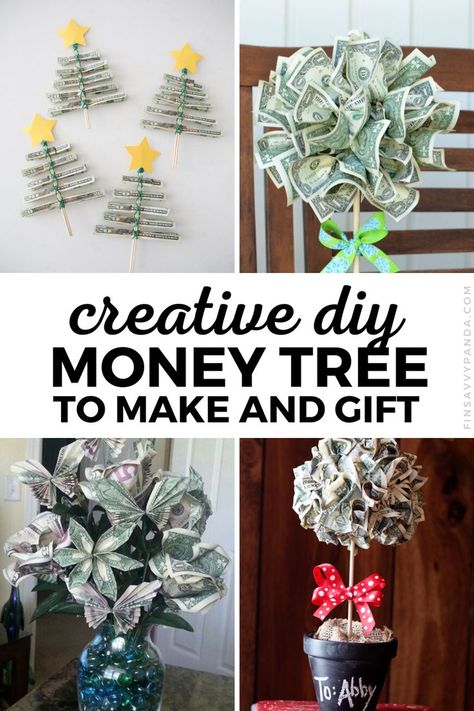 Money Tree Gift Ideas Birthdays, Folded Money Christmas Tree, Money Trees Ideas, Diy Money Tree For Wedding, Dollar Tree Money Gift Ideas, Money Tree Ideas Christmas, Christmas Money Tree Ideas, Money Christmas Tree Dollar Bills, How To Make A Money Tree