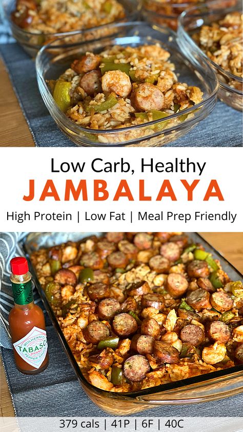 Low Fat Meal Prep, Healthy Jambalaya, Low Carb Healthy, Healthy Low Calorie Meals, Low Calorie Dinners, Healthy High Protein Meals, Easy Healthy Meal Prep, Macro Meals, Health Dinner