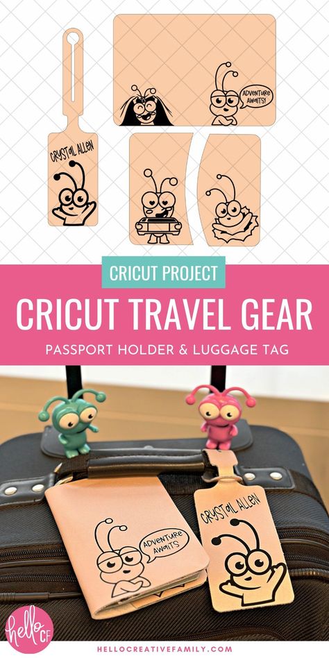 Unleash your creativity and make custom Cricut luggage tags and passport holders effortlessly! Join the crafting adventure now and let your luggage stand out on the carousel by creating one of a kind travel gear with a personalized touch! Travel Luggage Tags Ideas, Luggage Tags Diy Cricut, Cricut Travel Projects, Cricut Luggage Tags, Luggage Tag Diy, Diy Passport Holder, Diy Luggage Tags, Luggage Tags Printable, Diy Leather Luggage Tags