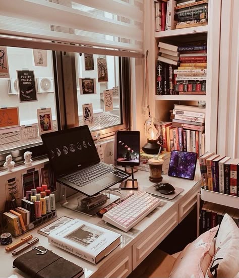 Writer's Office, Writers Desk, Studio Marketing, One More Chapter, Desk Inspiration, Study Room Decor, Workspace Inspiration, Craft Room Office, Study Space