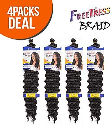 Amazon.com : FreeTress Synthetic Hair Braids Deep Twist Bulk 22" (4-Pack, 1B) : Beauty Freetress Braiding Hair, Synthetic Hair Braids, Freetress Deep Twist, Senegalese Twist Crochet Hair, Senegalese Twist Hairstyles, Faux Locs Hairstyles, Types Of Braids, Hair Pack, Protective Hairstyle