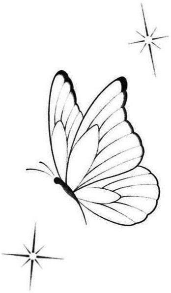 How To Draw Butterflies Simple, Butterflies Easy Drawing, Easy Butterfly Outline, Butterfly On Flower Drawing Easy, Simple Butterfly Drawing Outline, Side Butterfly Drawing, Easy Butterfly Drawing Simple, Easy Drawing Butterfly, Butterfly Sketch Simple