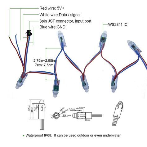 Amazon.com: ALITOVE WS2811 12mm Diffused Digital RGB LED Pixel Light Individually Addressable Round LED Pixels Module IP68 Waterproof DC 5V 50pcs/set: Musical Instruments Rgbic Led Light, Led Light Diodes, Led Pixel Lighting, Led Matrix Arduino, Led Controller, Outdoor Advertising, Circuit Diagram, Led Strip, Rgb Led