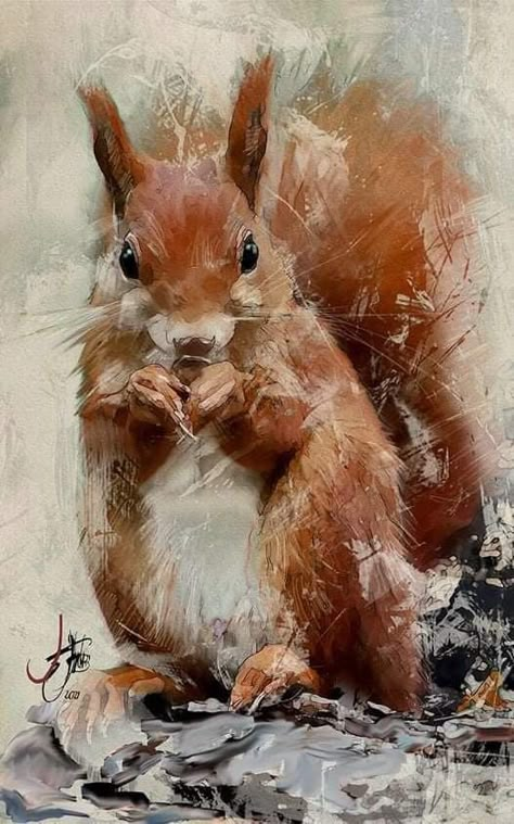 Disrupted Realism, Animal Paintings Acrylic, Squirrel Art, Deco Wallpaper, Woodland Critters, Pastel Sec, Art Deco Wallpaper, Red Squirrel, 수채화 그림