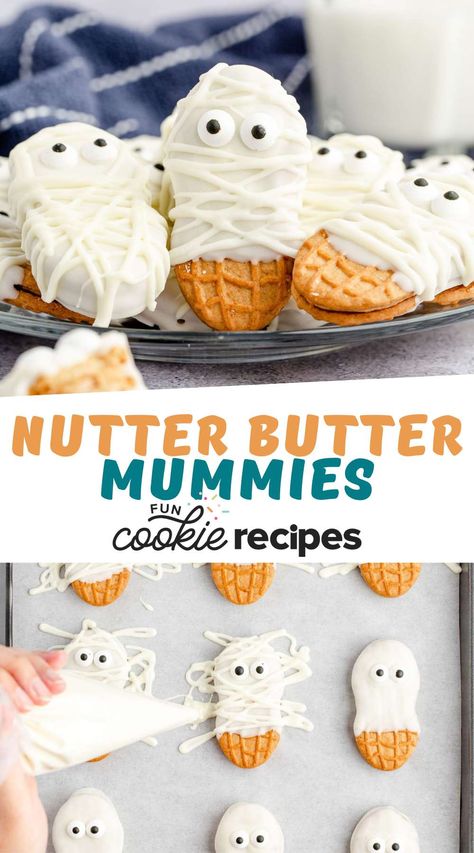 Nutter Butter Mummies Fun Cookie Recipes, Easy Halloween Snacks, Halloween Snack, Simple Baking, Nutter Butter, Halloween Goodies, Best Cookie Recipes, Halloween Desserts, Halloween Snacks