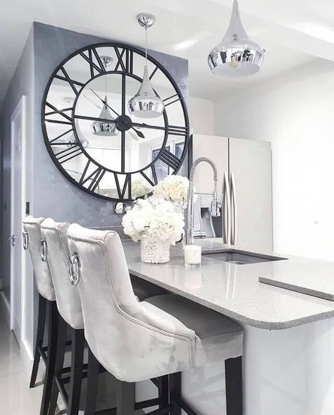 Kitchen Clocks Wall Ideas, Large Wall Clock Decor, Farmhouse Wall Clocks, Bedroom Wall Clock, Contemporary Wall Clock, Black Wall Clock, Mirror Wall Clock, Mirrored Wall, Kitchen Wall Clocks