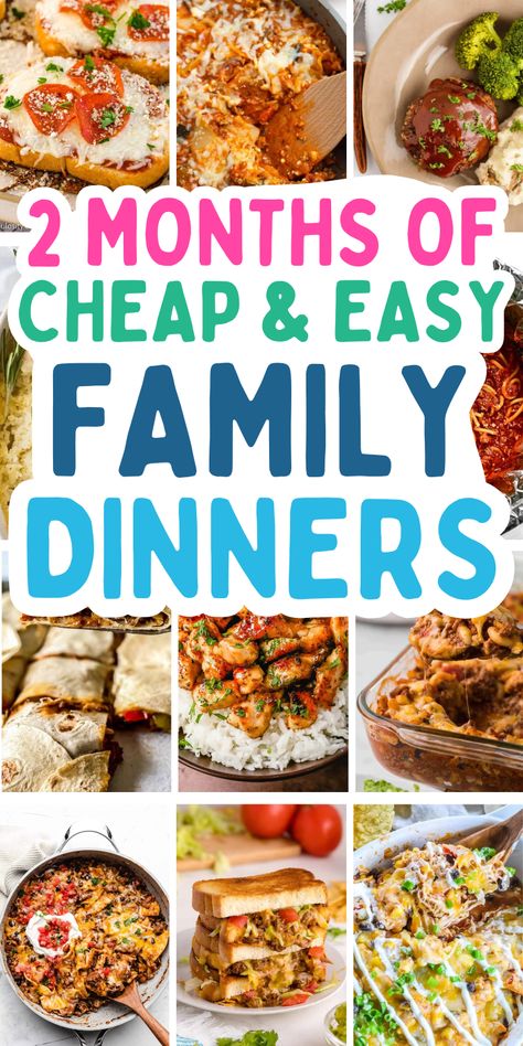 Cheap homemade dinners for a family on a budget, with healthy chicken and casserole recipes, crockpot pasta meals, and kid-friendly easy ground beef skillet dinners so your groceries budget stays affordable. Easy Meals For Busy Families, Dinner Budget Recipes, Cheap Family Meal Plan, Cheap Dinners Ideas, Family Dinner On A Budget, Less Than 30 Minute Meals Dinners, Simple Meals For Dinner Budget, Dinners Under 20 Dollars, Budget Family Dinners