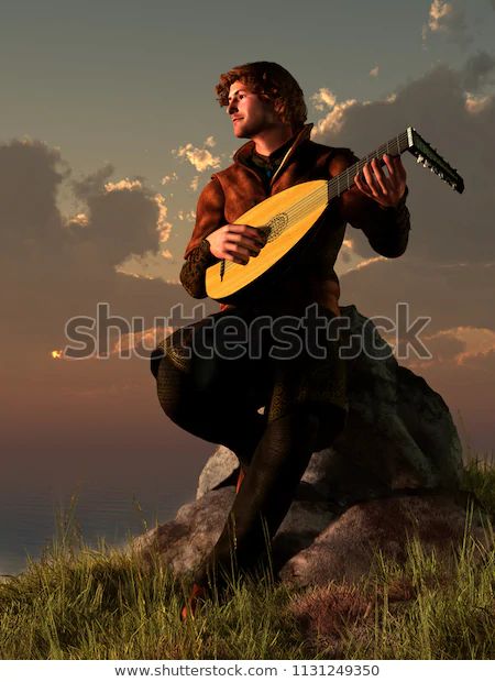 Bard Plays His Lute While Sitting Stock Illustration 1131249350 Engineer Cartoon, Dnd Bard, Marine Engineering, Rocky Point, Engineer Prints, Definition Art, Etsy Prints, The Elder Scrolls, Sun Sets