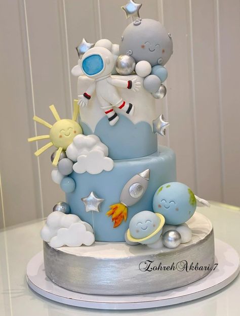 Baby Astronaut, Astronaut Cake, Space Birthday Party, Space Birthday, Moon Landing, Boys Birthday, Space Theme, Baby Cake, 1st Bday