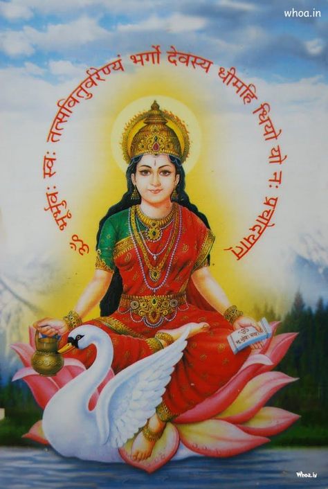 Best Gayatri Mata Images And Mobile Wallpaper Download Mata Images, Mata Wallpaper, Gayatri Mata, Goddess Gayatri, Village Scene Drawing, Puja Mandir, Jay Mataji, Gayatri Devi, Hanuman Wallpapers