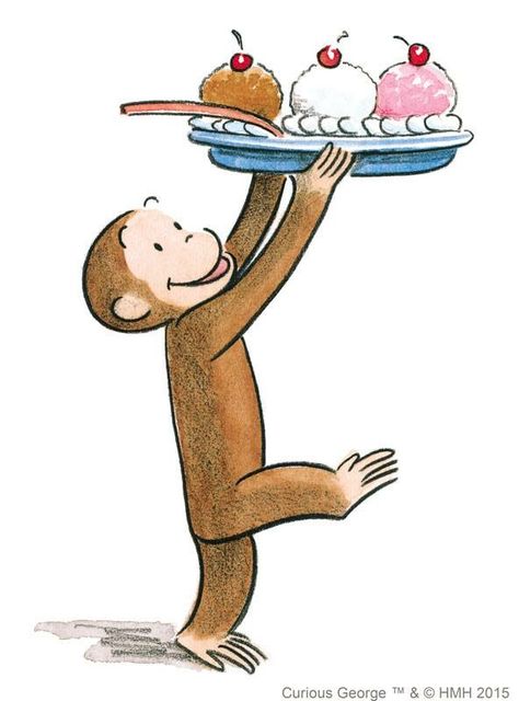 Curious George Party, Curious George Birthday, Baby Barn, Pete The Cat, A Monkey, Curious George, Japanese Prints, 1st Boy Birthday, Childrens Illustrations