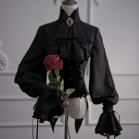 Victorian Outfits Female, Dark Ouji Fashion, Vampire Female Outfit, Ouji Fashion Female, Victorian Blouse Outfit, Princecore Aesthetic, Gothic Ouji Fashion, Vampire Outfit Female, Vampire Aesthetic Outfit