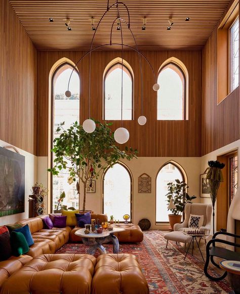 A former 1907 rectory in Harlem was transformed into an artists sanctuary by @grtarchitects ⚡️ Photos by @jasonschmidtstudio 📸 | Instagram Brick Cladding, Artist House, Arched Windows, Apartment Room, Apartment Design, House Inspo, Garden Room, Design Inspo, Luxury Design