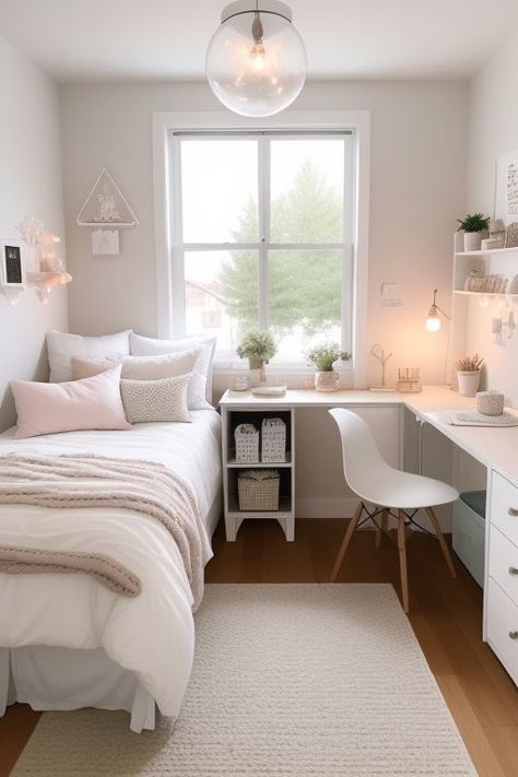 #bedroom #interiordesign #interior #homedecor #home #bedroomdecor #design #furniture #bed #decor #bedroomdesign #interiors #bedroomideas Small Dorm Room, Small Room Makeover, Small Dorm, Bedroom Ideas For Small Rooms Cozy, Dekorasi Kamar Tidur, Room Redesign, Redecorate Bedroom, Cozy Room Decor, Room Makeover Bedroom