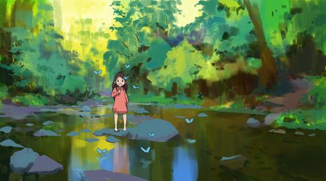 363/365 Wolf children by snatti89.deviantart.com on @DeviantArt Atey Ghailan, 365 Challenge, Wolf Children, Bg Design, Picture Books Illustration, Landscape Concept, Background Drawing, Visual Development, Environment Design