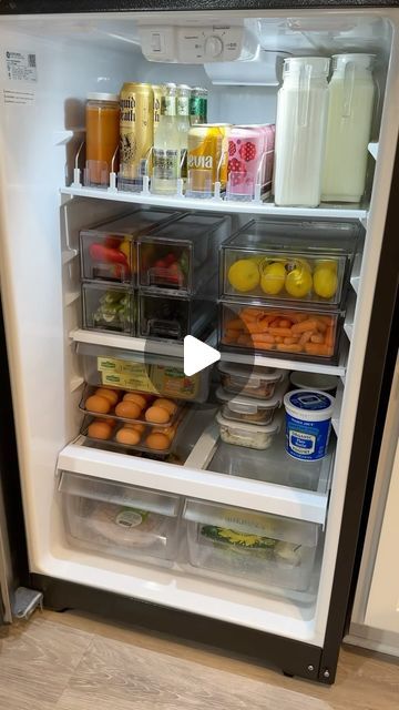 Shelby Wright on Instagram: "comment ‘SHOP’ to receive a dm with all organizers shown! (must be following @itsshelbywright first for message to properly send 🫶) 

stocked + ready for the week!! ✨🤩" Fridge Organization Ideas, Fridge Organisation, Fridge Organization, Organization Ideas, Home Kitchens, New Homes, Birthday, On Instagram, Instagram