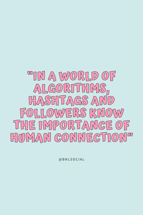 Finding human connection on social media can be challenging, but it's essential to building community and remembering that we are so much more than stats and numbers! ✨  Remember that every post reshare, save, and comment is like a transaction. There is a person (social media manager) doing those things behind the scenes - and thanking them can go a long way!  Engaging in conversations can also build a loyal community that will recommend, share, and hopefully buy from you. 💃  #bnlsocial Life Without Social Media Quotes, Unplug Quotes Social Media, Social Media Comparison Quotes, Social Media Free Life, Taking A Break From Social Media Quotes, Social Media Manager Quotes, No Social Media Aesthetic, Quotes About Social Media, Negative Impact Of Social Media