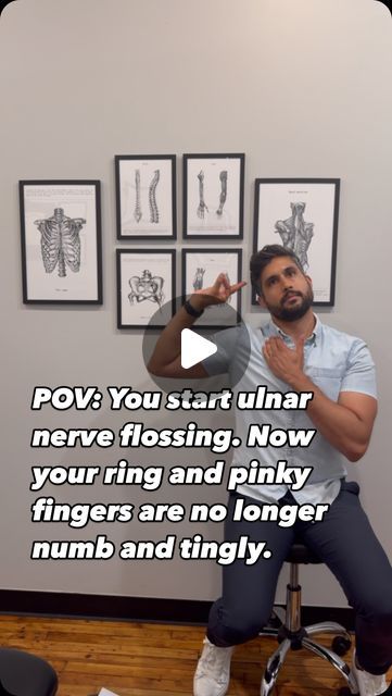 Dr. PK Modi  |  Pain & Movement Specialist on Instagram: "Floss your nerves??🤔  ✅ Yup, many times your peripheral nerves can get irritated from being “glued” down by surrounding tight muscles.  ✅ Nerve flossing can be a great tool to get the nerves moving and hopefully released from the tightness.  ✅ This is a simple “ulnar nerve floss” exercises you can do anywhere. Try 10-15 reps, and repeat 3-5 times a day. Stop is symptoms get worse!  ✅IMPORTANT: Sometimes, numbness in the arm and hand can come from higher up like the shoulder or neck. So make sure you get a proper diagnosis from a qualified professional!  ❗️Follow for more simple tips ❗️Save and share  #chiropractor #physiotherapy #golferselbow #nervepain #nerveflossing #flossing #rehabtime #wellnesstips #explorepage" Ulnar Nerve Exercises, Nerve Flossing, Ulnar Nerve, Golfers Elbow, Peripheral Nerve, Home Health Remedies, Nerve Pain, Home Health, Wellness Tips