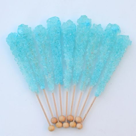 Blue Candy Table, Blue Rock Candy, Rock Candy Sticks, Rose Gold Wedding Cakes, Food Cupcakes, Blue Cotton Candy, Blue Cookies, Something Blue Bridal, Blue Rock