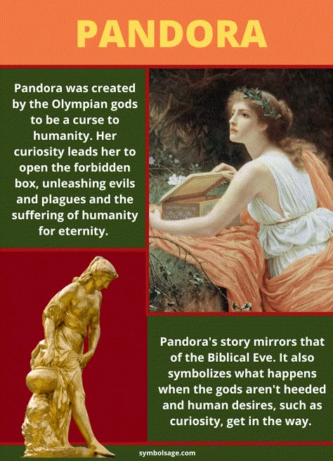 The first woman of Greek mythology, Pandora brought doom and disease to humanity. Her story is similar to the Biblical Eve, in that she's blamed for all that's wrong on earth. Pandora Greek Mythology Art, Pandora Aesthetic Mythology, Greek Mythology Women, Pandora Mythology, Greek Mythology Facts, Greek Mythology Gods And Goddesses, Greek Mythology Story, Green Mythology, Pandora Goddess Mythology