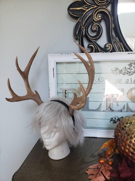 NEW Realistic Doe / Deer Antlers Horns and optional ears 3D | Etsy Doe Deer, Deer Horns, Stag Antlers, Heroic Fantasy, Plastic Headband, Reindeer Antlers, Cosplay Tutorial, Cosplay Diy, Lodge Decor