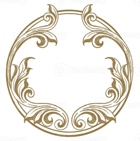 Vintage frame elements decoration circle, hand drawn. Ornate Circle Frame, Decorative Circle Border, Circle Pattern Design Ideas, Vintage Circle Logo, Art Nouveau Circle Frame, Circle Board Ideas, Victorian Frame Drawing, Circular Frame Design, Art Nouveau Circle