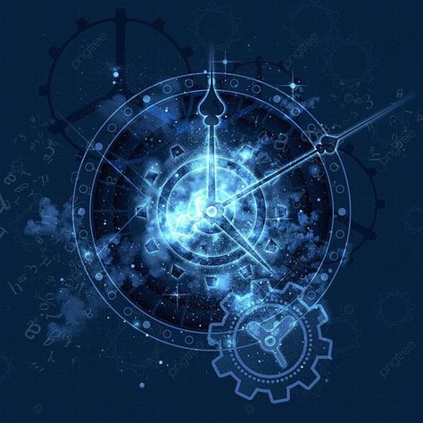 Magic Clock Fantasy Art, Time Magic Art, Anime Clock Aesthetic, Blue Clock Aesthetic, Time Magic Aesthetic, Blue Glow Aesthetic, Time Powers, Gear Aesthetic, Fantasy Clock