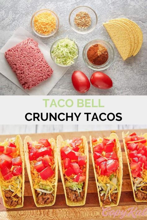 Taco Bell Beef, Crunchy Tacos, Tacos At Home, Beef Seasoning, Taco Bell Copycat, Taco Bell Mexican Pizza, Taco Bell Recipes, Salad Pizza, How To Make Taco