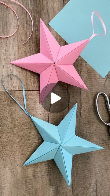 Gift Wrapping Love on Instagram: "Full Video: 3D Star Ornament | Paper Craft Ideas ➥ https://youtu.be/MxamNU8VtyM ⭐️ Link to video above. Please copy and paste or follow link in bio to the Gift Wrapping Love YouTube library. Happy Crafting! . . . #christmasdiy #christmas #christmascrafts #diypaperornaments #diyornaments #paperornaments #starornaments #christmas2023 #holidaydecor #papercrafts" Christmas Star Making, Giant Paper Stars Diy, Easy Christmas Star, Stars Decorations, 3 D Paper Stars How To Make, How To Make Origami Stars, Step By Step Origami, Paper Christmas Stars, Paper Star Crafts