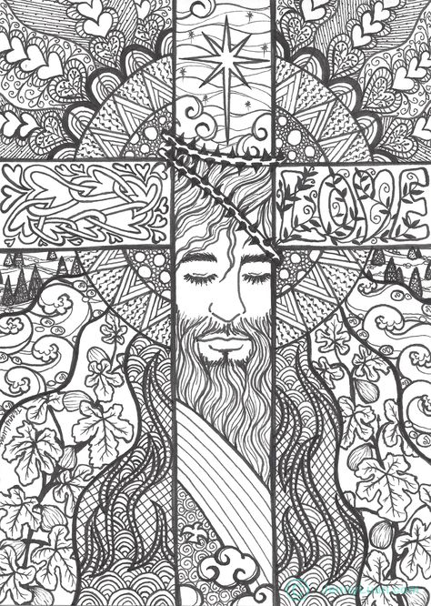 my Christian faith https://www.etsy.com/listing/237776600/christian-cross-jesus-is-love-tangle?ref=shop_home_active_7 Zentangle Cross, Zentangle Coloring Pages, Cross Drawing, Scripture Coloring, Mandela Art, Zen Tangle, Cross Jesus, Bible Coloring Pages, Cross Art