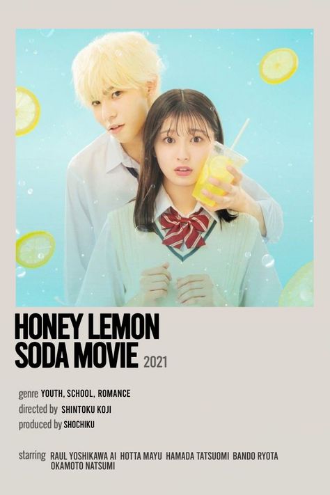 honey lemon soda movie poster Honey Lemon Soda Movie, Honey Lemon Soda, Poster Drama, Japanese Series, Lemon Soda, Film Recommendations, Movies To Watch Teenagers, Japanese Animated Movies, New Movies To Watch