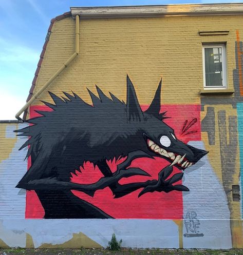 Large Graffiti Wall Art, Street Artist Character Design, Grafitti Street Art Graffiti, Graffiti Characters Cartoons, Wolf Graffiti, Graffiti Animals, Graffiti School, Animal Graffiti, Wall Art Graffiti