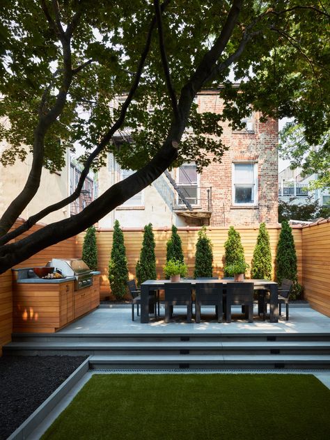 Backyard Townhouse, Wooden Skyscraper, Hoboken New Jersey, Custom Dresser, Garden Centerpiece, Modern Townhouse, Treads And Risers, Design Publication, Garden Levels