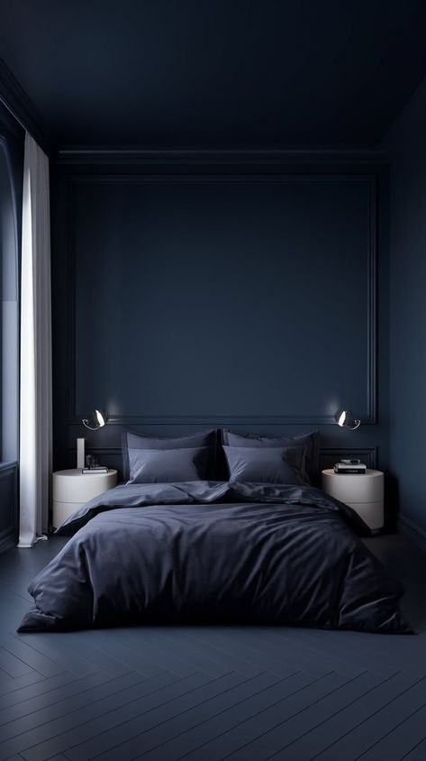 Dark Blue Bedroom Ideas, Khaki Bedroom, Cool Loft Beds, Layered Bedding, Bunk Bed Accessories, Dark Blue Bedroom, Bunk Bed Safety, Wooden Bed Frame Rustic, Modern Bohemian Bedroom