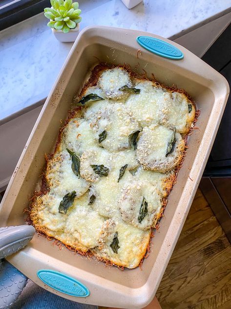 PARMIGIANA BIANCA  (aka “white” eggplant parm) — Healthy Alibi White Eggplant Recipes, White Eggplant, Mediterranean Diet Recipes Dinners, Eggplant Lasagna, Eggplant Parm, Alfredo Sauce Recipe, Do Something Different, Eggplant Parmesan, Alfredo Recipe