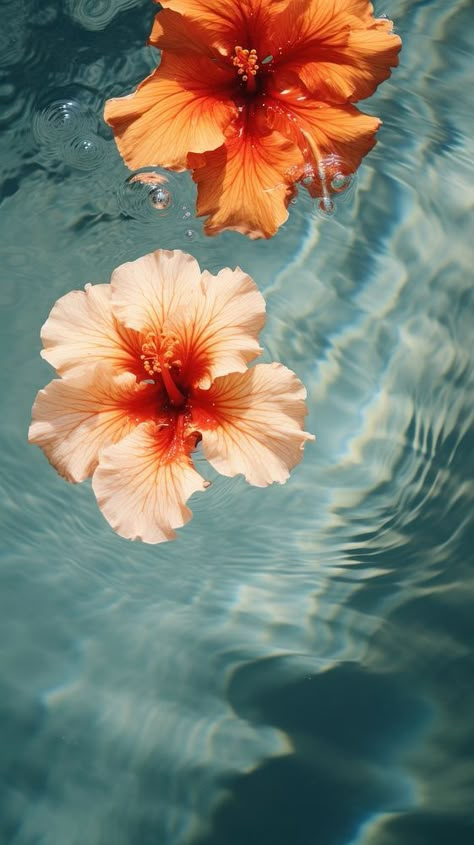 Hibiscus flowers hibiscus floating outdoors. | premium image by rawpixel.com Beach Hibiscus Aesthetic, Yellow Hibiscus Aesthetic, Hawaiian Hibiscus Wallpaper, Hibiscus Flower In Water, Flower In Water Aesthetic, Habisquis Flower, Flower In The Water, Hibiscus Flower Background, Hibiscus Flower Bouquet